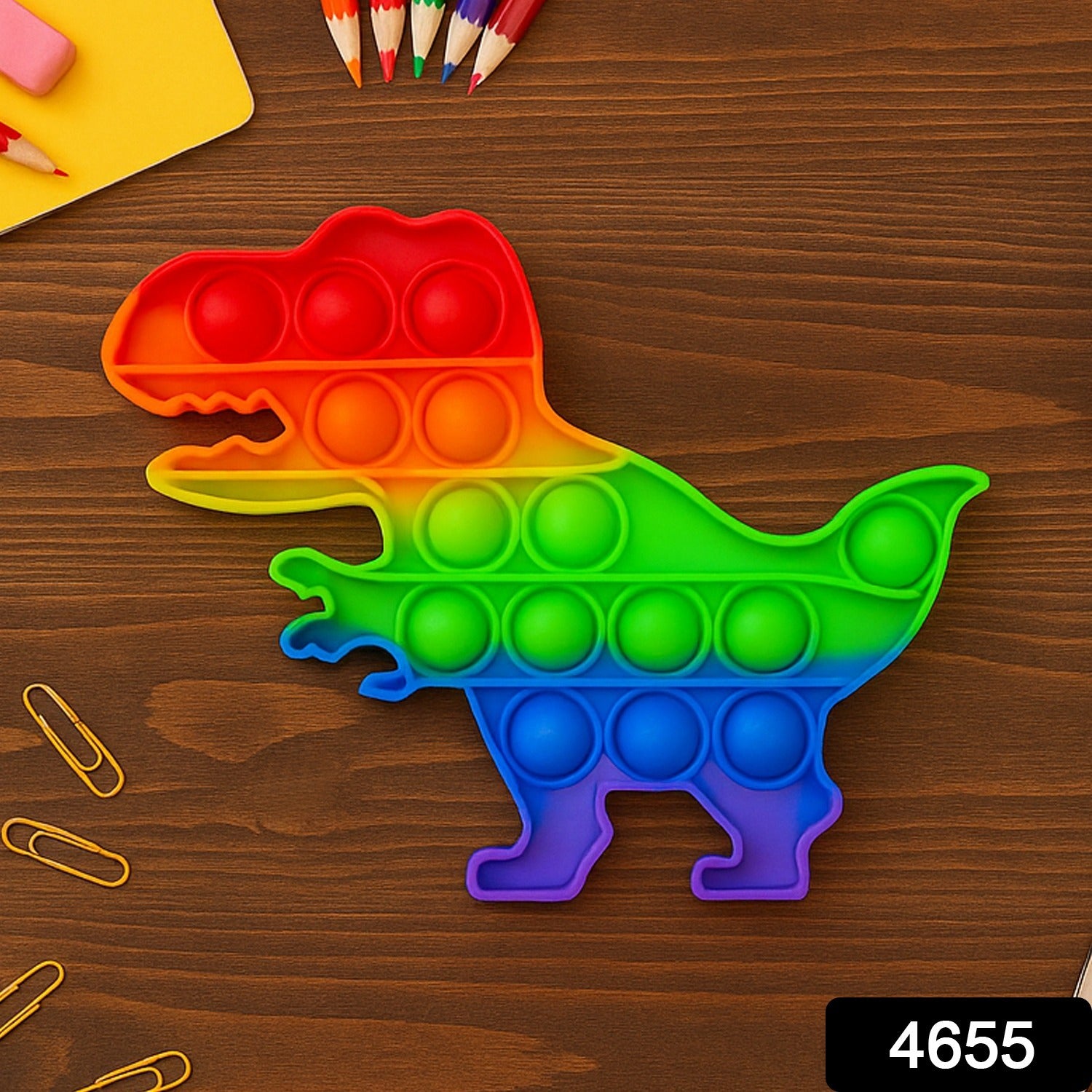 Dinosaur Shaped Rainbow Pop It Fidget Toy (1 Pc) Dinosaur Shaped Rainbow Pop It Fidget Toy (1 Pc)